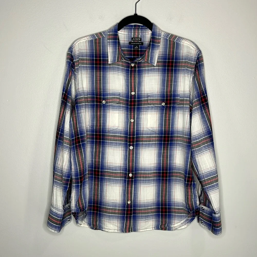J. Crew Garçon Classic Fit Western snap front 100% Cotton plaid shirt size 10